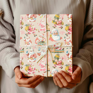 Nostalgisch Retro Weihnachten in Rosa Geschenkpapier