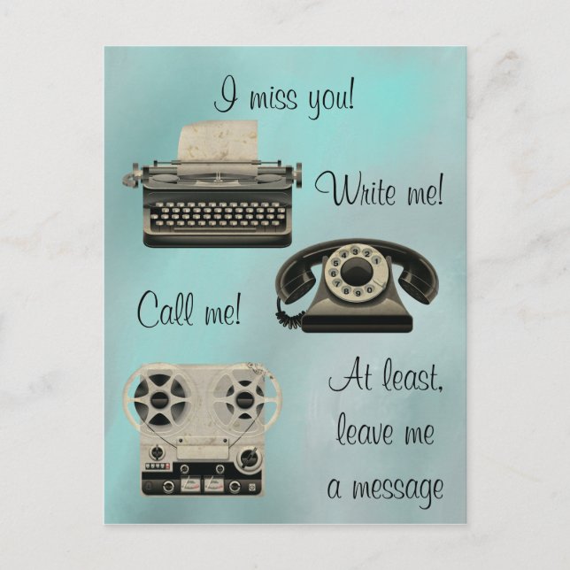 Nostalgisch Schreib mir, nenne mich Postkarte (Vorderseite)