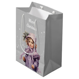Nostalgisch und lila perfekt Mädchen Frohe Weihnac Mittlere Geschenktüte