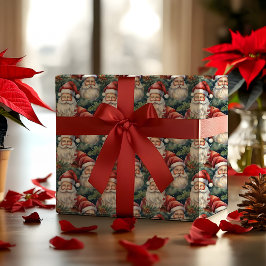 Nostalgisch Vintag Look Santas Weihnachtsfeiertag Geschenkpapier