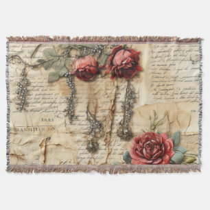 Nostalgische antike Blumenliebesbrief Decke