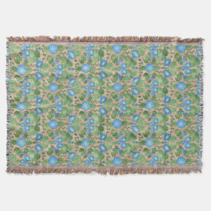 Nostalgische blaue Trichterwinden-Wurfdecke Decke
