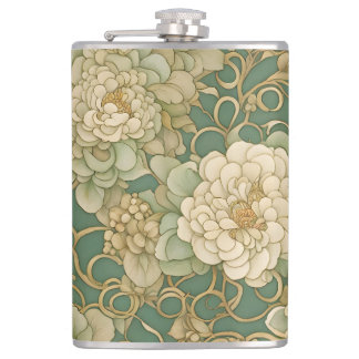 Nostalgische Blumen in Vintage-Farben Flachmann