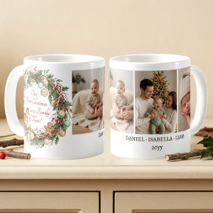 Nostalgische Familie zu dritt, erstes Weihnachtsfo Kaffeetasse