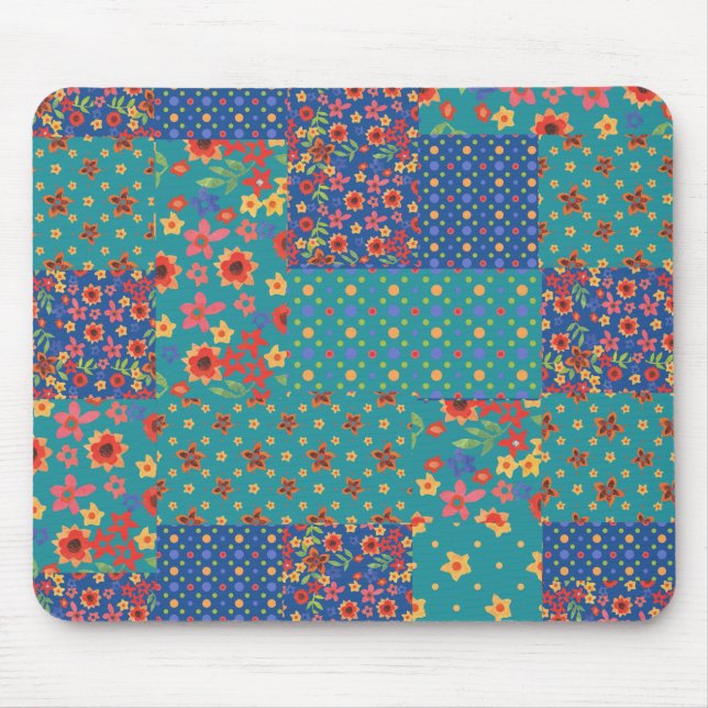 Nostalgische Faux-Patchwork-Muster-Mauspad Mousepad (Vorne)