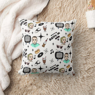 Nostalgische Grafik aus den 1950er Jahren Kissen