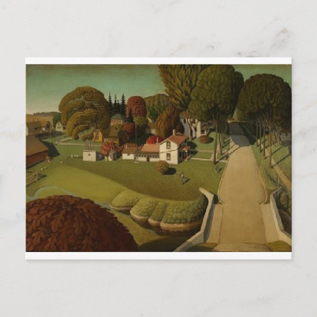 Nostalgische Grant Woods Painting Postcard Postkarte (Vorderseite)