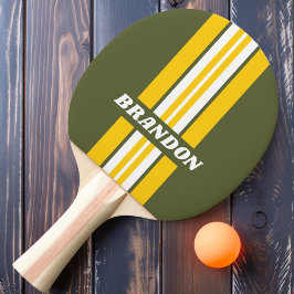Nostalgische, grüne Kundgebung Streifen mit Namen Tischtennis Schläger