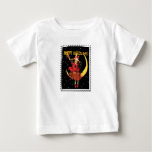Nostalgische Halloween-Gute Hexe und ihre Katze Baby T-shirt