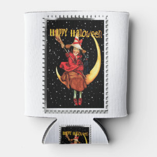 Nostalgische Halloween-Gute Hexe und ihre Katze Dosenkühler