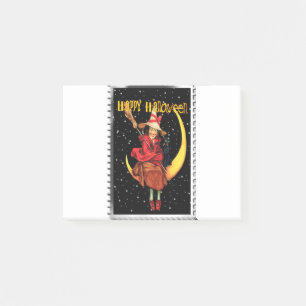 Nostalgische Halloween-Gute Hexe und ihre Katze Post-it Klebezettel