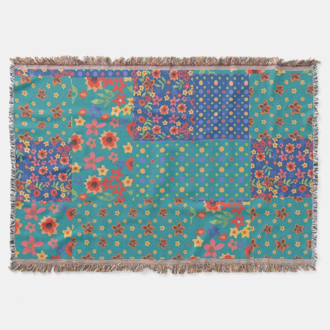Nostalgische Imitate Patchwork Pattern Throw Blank Decke (Vorderseite)