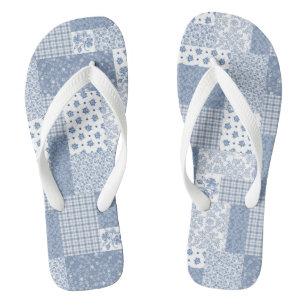 Nostalgische Indigo-Faux-Patchwork-Flip-Flops Flip Flops