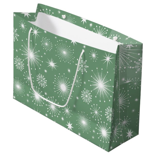 Nostalgische Kitschmas-Sterne Große Geschenktüte (Vorderseite Schrägansicht)