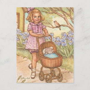 Nostalgische Kitten in Baby Carriage Postcard Postkarte