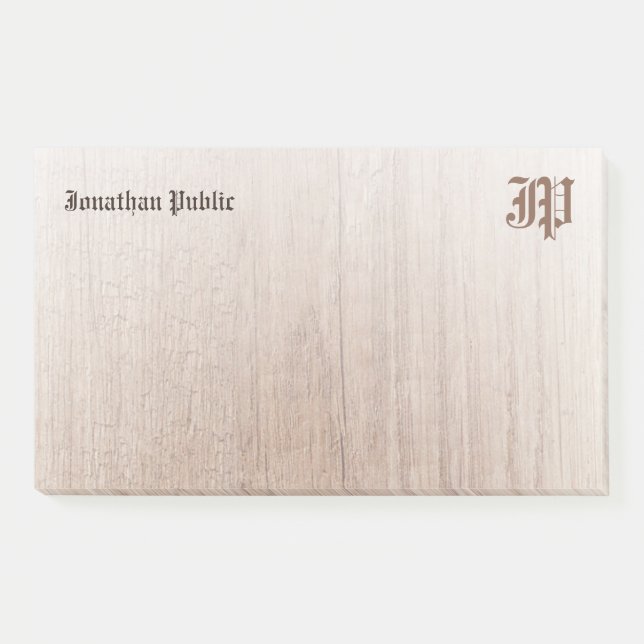 Nostalgische Monogram Template Custom Wood Look Post-it Klebezettel (Vorderseite)