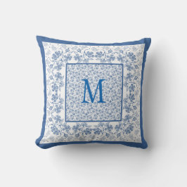 Nostalgische Monogramm-Indigofo Kissen