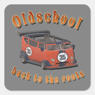 Nostalgische Oldschool, Oldtimer van red grau Quadratischer Aufkleber