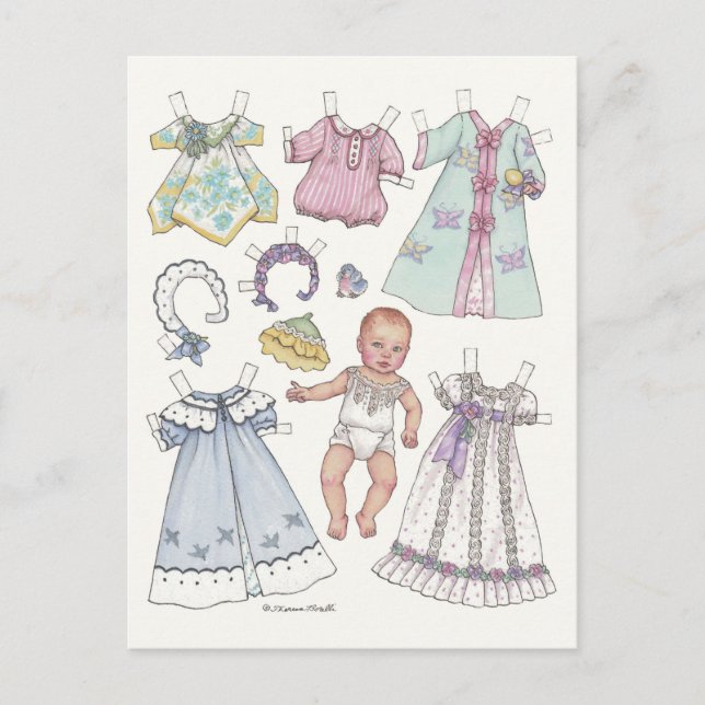 Nostalgische Redhead Baby Paper Doll Postkarte (Vorderseite)