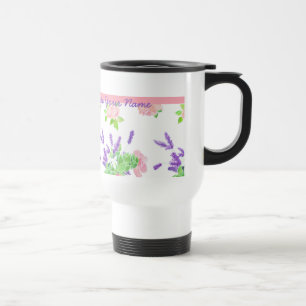 Nostalgische rosa Rosen und Lavendel-Düfte des Som Reisebecher