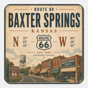 Nostalgische Route 66 Landmark-Kunst Quadratischer Aufkleber