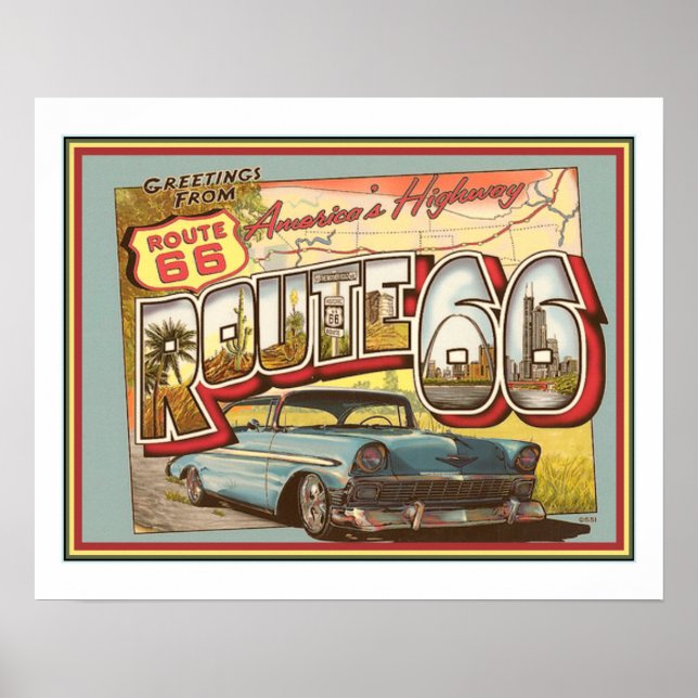 Nostalgische Route 66 Poster (Vorne)
