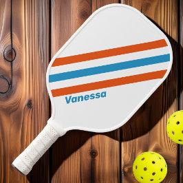 Nostalgische Streifen mit Namen im Sommer Pickleball Schläger