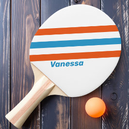 Nostalgische Streifen mit Namen im Sommer Tischtennis Schläger