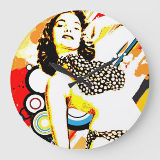 Nostalgische Verführung - Polka Dottie Große Wanduhr