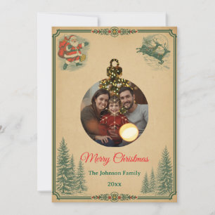 Nostalgische Vintag Retro Style Weihnachtskarte Feiertagskarte