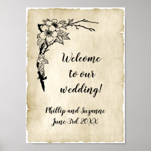 Nostalgische Vintage Blumenhochzeit Poster