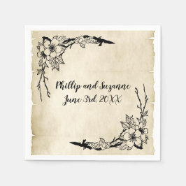 Nostalgische Vintage Blumenhochzeit Serviette