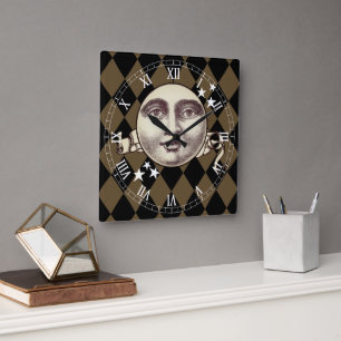 Nostalgische Vintage Steampunk-Fantasie Quadratische Wanduhr