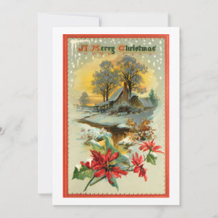 Nostalgische Vintage Winterlandschaft und Weihnach Feiertagskarte