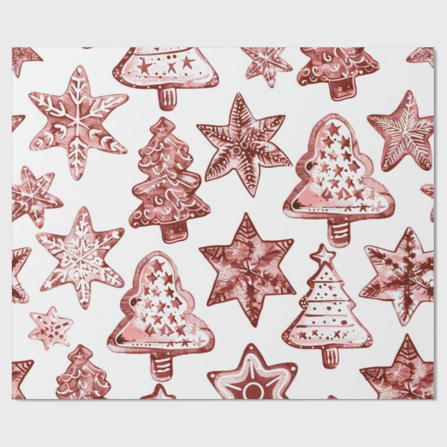 Nostalgische Weihnachten Rot Geschenkpapier (Flach)