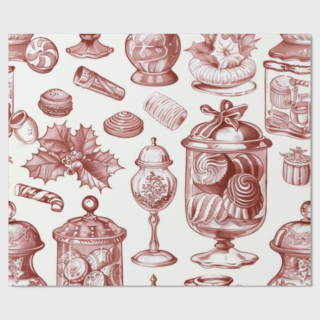 Nostalgische Weihnachten Rot Geschenkpapier (Flach)