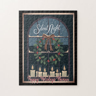 Nostalgische Weihnachten Vintag Holly Wreath Candl Puzzle