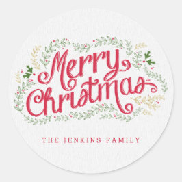 Nostalgische Weihnachtsaufkleber oder Umschlag Auf Runder Aufkleber
