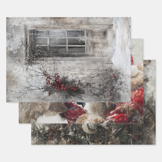 Nostalgische Weihnachtslandschaft Geschenkpapier Set (Set)