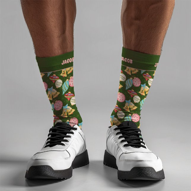 Nostalgische Weihnachtsschmuck Name Green Red Socken (Von Creator hochgeladen)