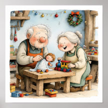 Nostalgische Weihnachtswerkstatt-Wandkunst