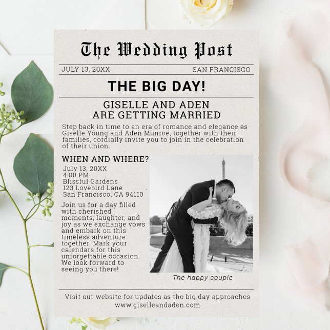 Nostalgische Zeitung - Einladung zur Hochzeit (Nostalgic Newspaper Wedding Invitation)