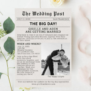 Nostalgische Zeitungs-Hochzeitseinladung Einladung
