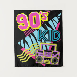 Nostalgischer 80er der 90er Jahre Kid Boombox der  Wandteppich