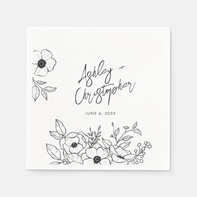 Nostalgischer Blumencocktail Serviette (Vorderseite)