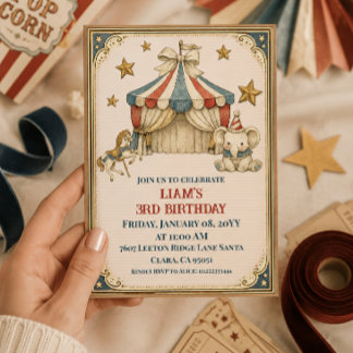 Nostalgischer französischer Karneval Vintage-Zirku Einladung