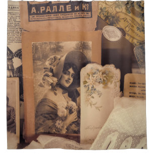 Nostalgischer Glamour: Vintage russische Portraits Duschvorhang
