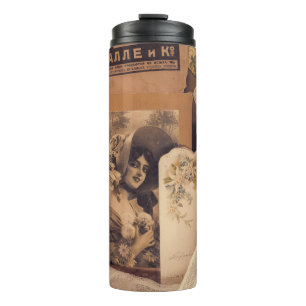 Nostalgischer Glamour: Vintage russische Portraits Thermosbecher