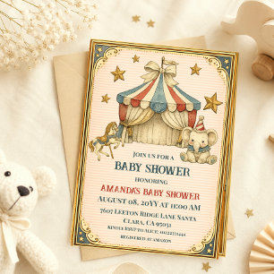 Nostalgischer Karneval Vintage-Zirkus-Baby-Party Einladung