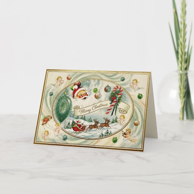 Nostalgischer Kitschmas  Feiertagskarte (Vorderseite)